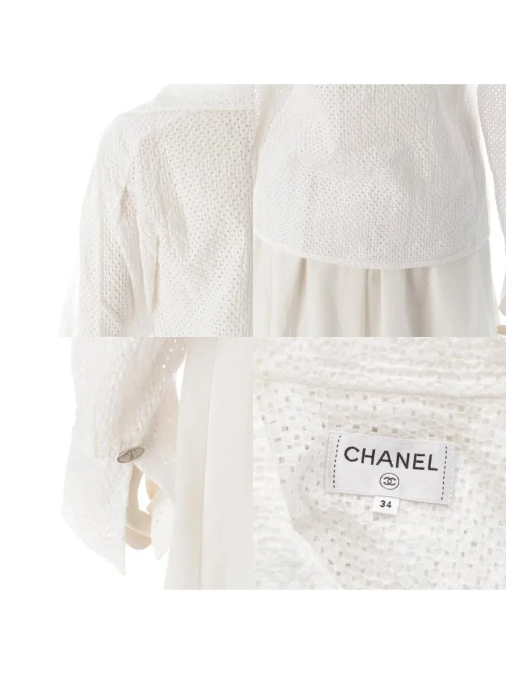 Chanel Cotton Coco Buttons Skipper Long Sleeve Shirt White 34
